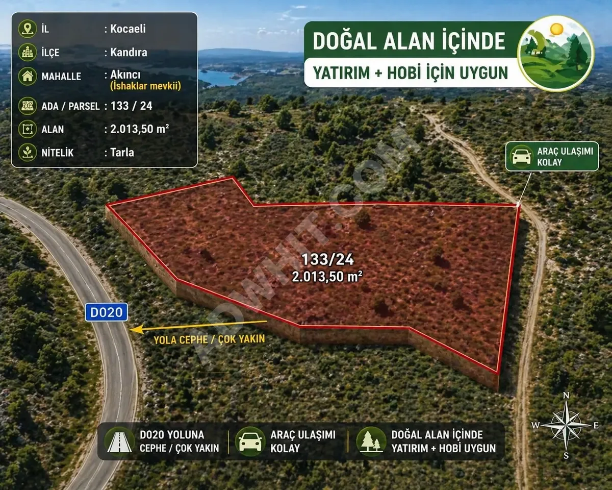 🏡 KOCAELİ KANDIRA AKINCI’DA SATILIK TARLA 2.013.50 m²