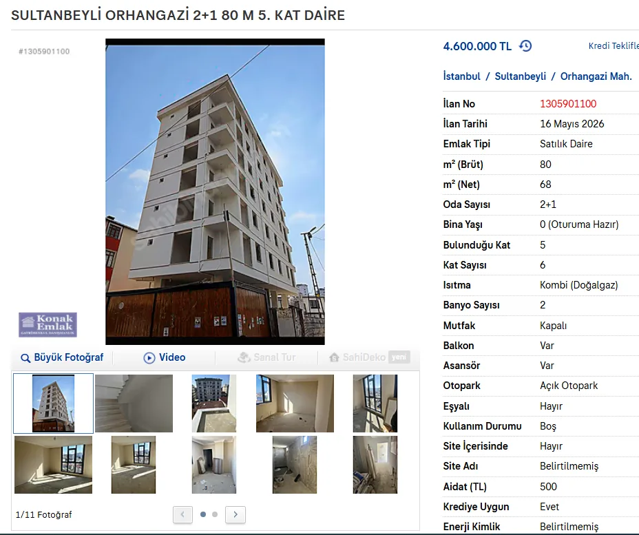 SULTANBEYLİ ORHANGAZİ MAHALLESİ’NDE SATILIK 2+1 SIFIR DAİRE görsel 6